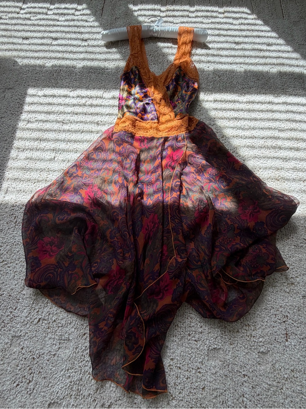 Vintage 90s Victoria’s Secret Gold Label Sheer Chiffon Paisley Floral Maxi slip